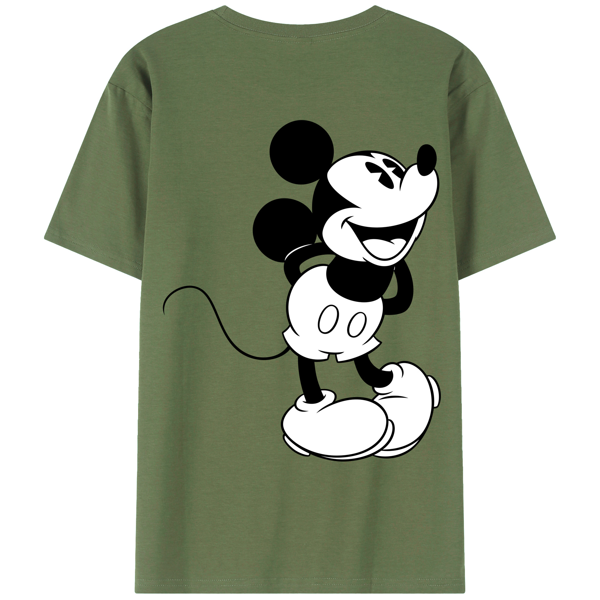 ミッキーマウス Mickey Mouse 綿100％ メンズ半袖Tシャツ（バックプリント） 通気性